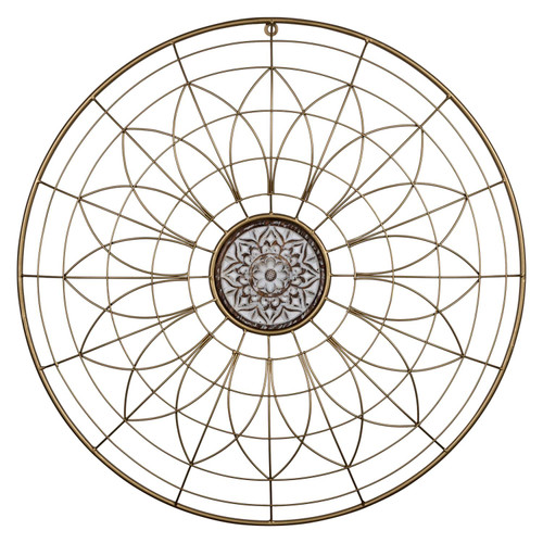 Stratton Home Boho Gold Metal Wire Round Mandala Wall Decor S42579