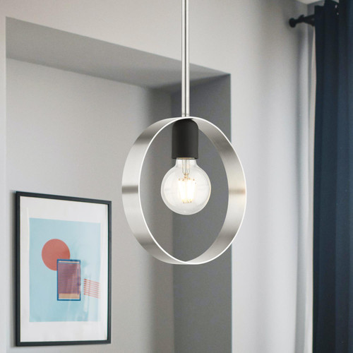 Livex Lighting 1 Light Steel Pendant With Brushed Nickel Finish 46411-91