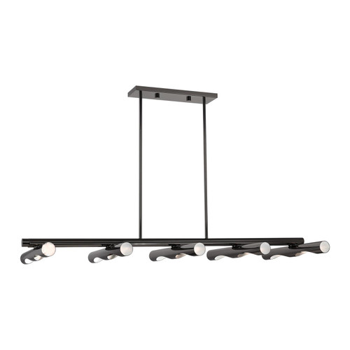 Livex Lighting 10 Light Steel Linear Chandelier In Black Chrome Finish 45918-46