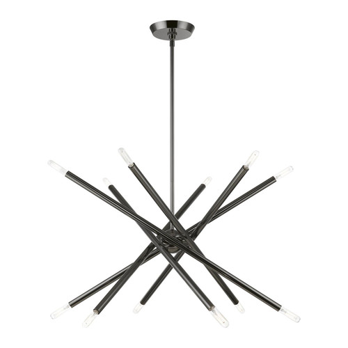 Livex Lighting 12 Light Steel Chandelier With Black Chrome Finish 46776-46