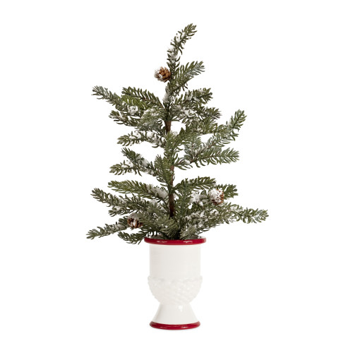 Set of 2 Potted Frosted Pine Artificial Christmas Tree, Unlit