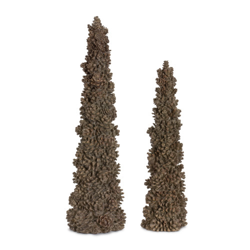 Set of 2 Pinecone Christmas Tree Tabletop Decors 19"