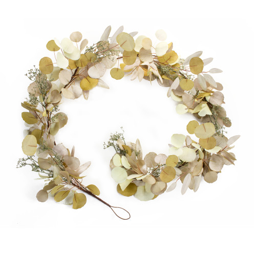 Set of 2 White and Yellow Eucalyptus Fall Harvest Garlands 6' x 10"