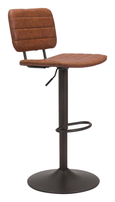 Zuo Modern Holden Bar Chair With Vintage Brown And Dark Bronze Finish 109040