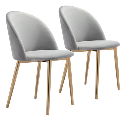 Zuo Modern Cozy Set Of 2 Dining Chair With Gray And Gold Finish 101558