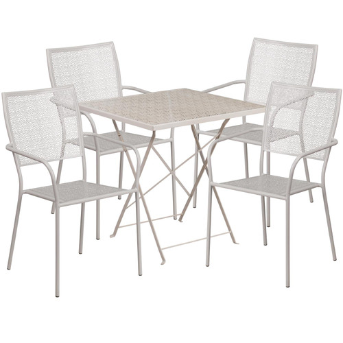 Flash Furniture 28" Steel Folding Patio Table Set With 4 Square Back Chair