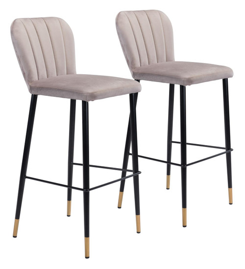 Zuo Modern Manchester Set Of 2 Bar Chair With Gray Finish 109506