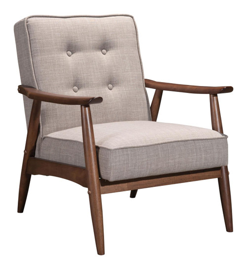 Zuo Modern Mid Century Rocky Arm Chair With Putty Finish 100530