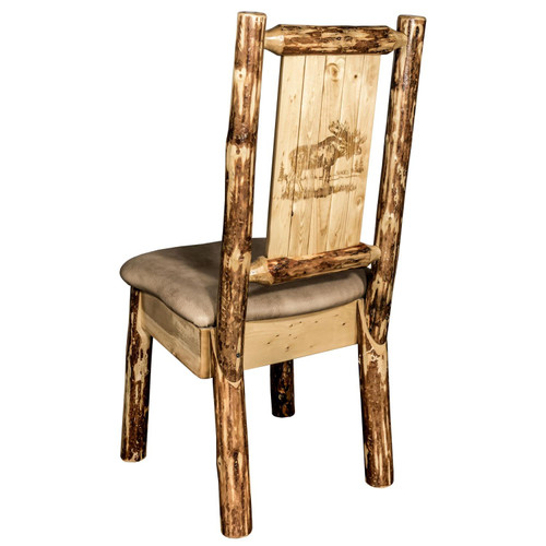 Montana Log Wood Chair In Stain And Lacquer Finish MWGCKSCNBUCKLZMOOSE