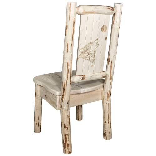 Montana Log Collection Wood Side Chair In Clear Lacquer Finish MWKSCNVLZWOLF