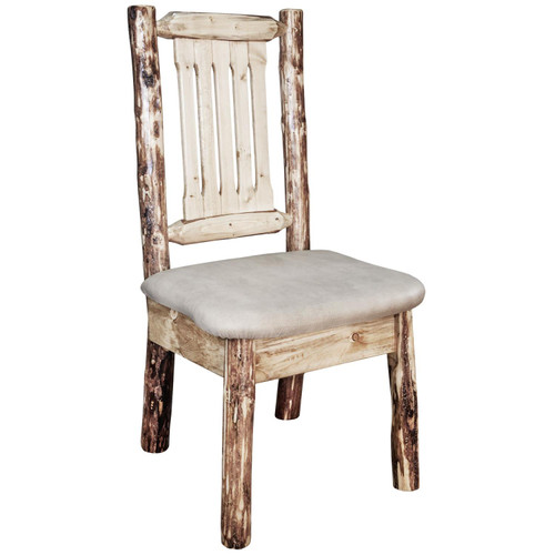 Montana Log Wood Chair With Upholstered Seat MWGCCASCNBUCK
