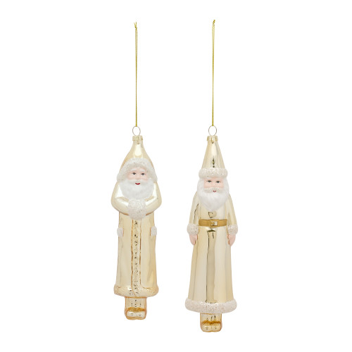 12ct White and Gold Santa Christmas Ornaments 8.75"