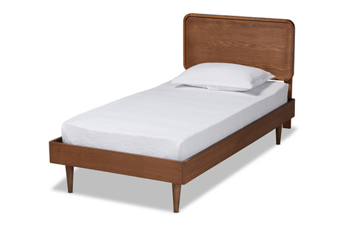 Baxton Studio Mid-Century Twin Bed In Walnut Brown Finish Gisa-Ash Walnut-Twin