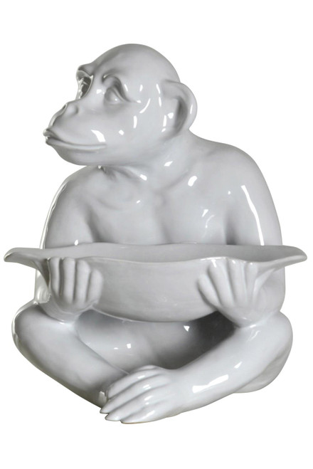 GwG Outlet Chimp Tray Statue in White Finish