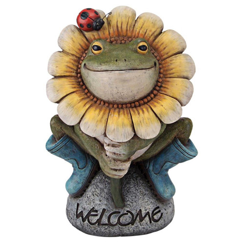 Design Toscano Polyresin Flowery Frog Garden Welcome Statue HF300725