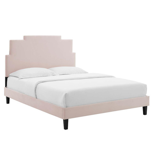 Modway Lindsey Velvet Queen Platform Bed With Pink Finish MOD-6705-PNK