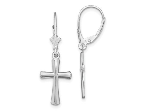 FJC Finejewelers Sterling Silver Dangle Polished Beveled Latin Cross Leverback Earrings 34 mm GQQE15596T