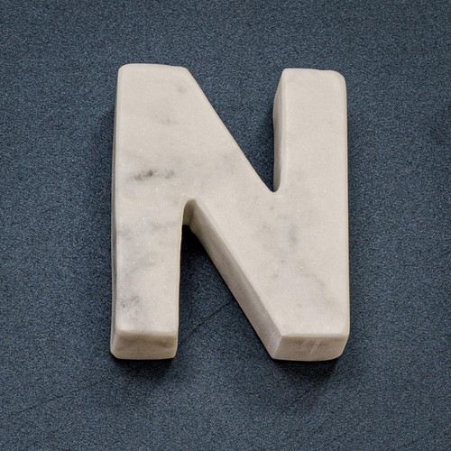 India Handicrafts White Marble Letter N Statue 70068