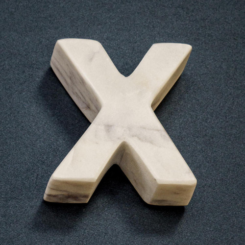India Handicrafts White Marble Letter X Statue 70078