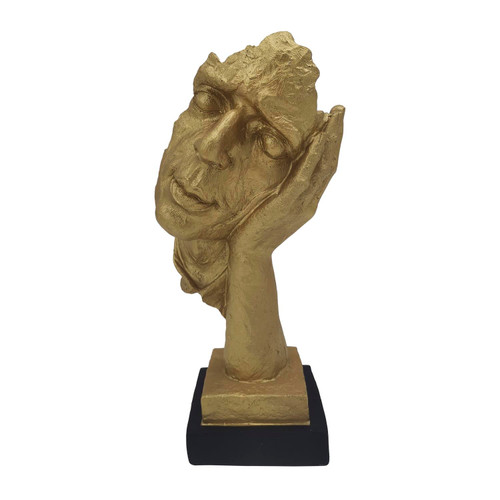 Sagebrook Home Contemporary Polyresin Sleepy Head Statue With Gold 16821-02