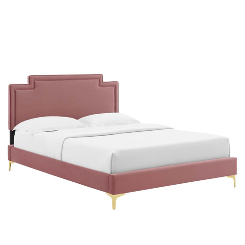 Modway Liva Performance Velvet King Bed With Dusty Rose Finish MOD-6836-DUS
