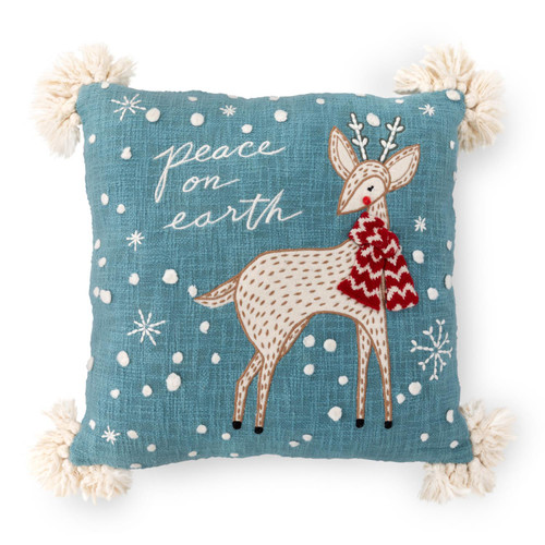 Park Hill Collection Arctic Deer Embroidered Pillow With White And Red XXN20866
