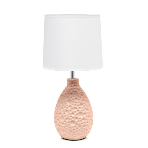Creekwood Home Ceramic Tear Drop Shaped Table Desk Lamp With Pink CWT-2001-PN