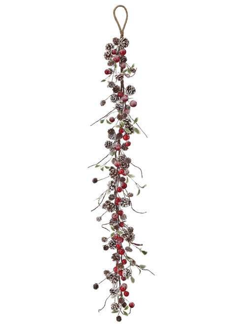 4' x 8" Waterproof Frosted Berry and Pinecone Artificial Christmas Garland, Unlit
