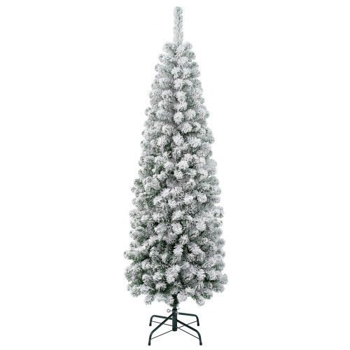 6' Pencil Flocked Acacia Artificial Christmas Tree, Unlit