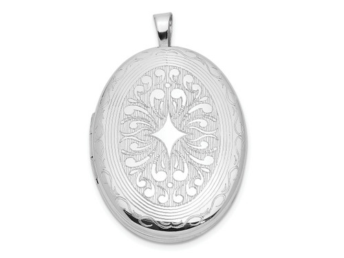 FJC Finejewelers Sterling Silver Rhodium Plated Polished Medallion 26x Oval Locket 31 x 20 mm GQQLS1070T