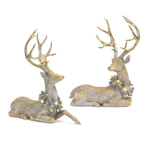 Set of 2 LED Lighted Deer Christmas Tabletop Figurines 21.75"