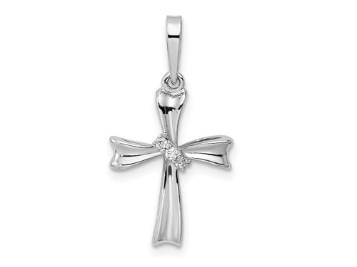 FJC Finejewelers Sterling Silver Rhodium Plated CZ Cross Charm 26 x 13 mm GQQC11150T