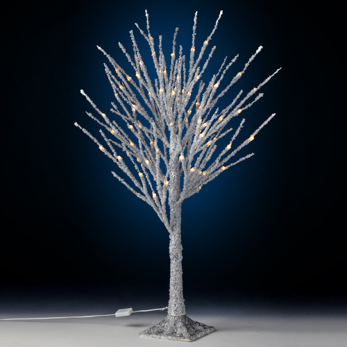2' Pre-Lit Silver Artificial Christmas Tree, Warm White LED Lights