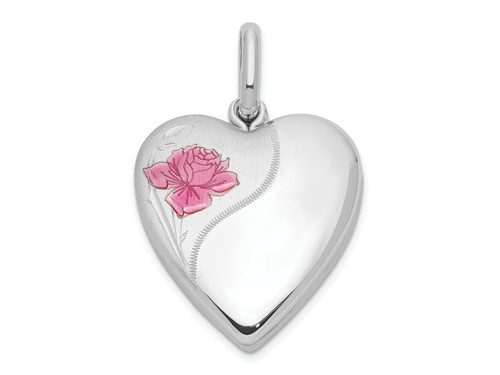 FJC Finejewelers Sterling Silver Enamel Rose Heart Swing Charm Locket 29 mm x 19 mm GQQLS1101T