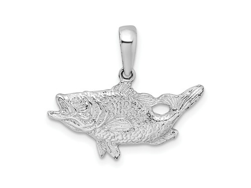 FJC Finejewelers Sterling Silver Rhodium Plated Polished Open Mouth Bass Fish Charm 20 x 23 mm GQQC9858T