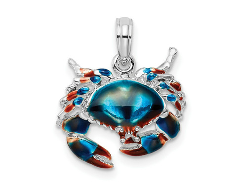 FJC Finejewelers Sterling Silver Rhodium Plated Polished Enamel Blue Stone Crab Charm 18 x 15 mm GQQC10717T