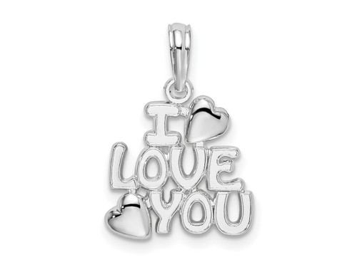 FJC Finejewelers Sterling Silver Rhodium Plated Polished I LOVE YOU with Hearts Charm GQQC10521T