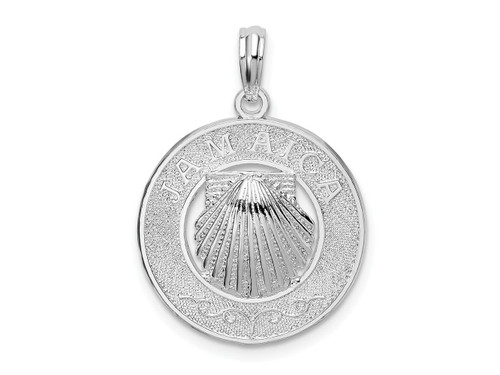 FJC Finejewelers Sterling Silver Rhodium Plated Jamaica Round Circle with Shell Charm 25 x 18 mm GQQC10216