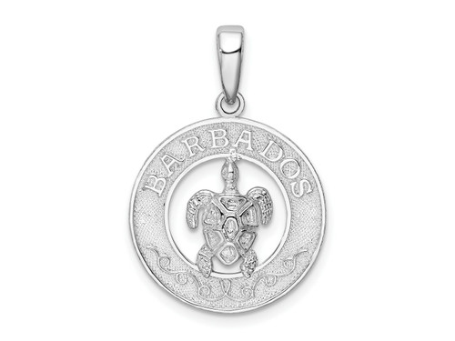 FJC Finejewelers Sterling Silver Rhodium Plated Polished Barbados with Turtle Circle Charm 27 x 18 mm GQQC10103T