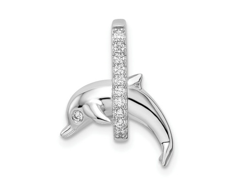 FJC Finejewelers Sterling Silver Rhodium Plated CZ Dolphin Charm 18 x 14 mm GQQP5675T