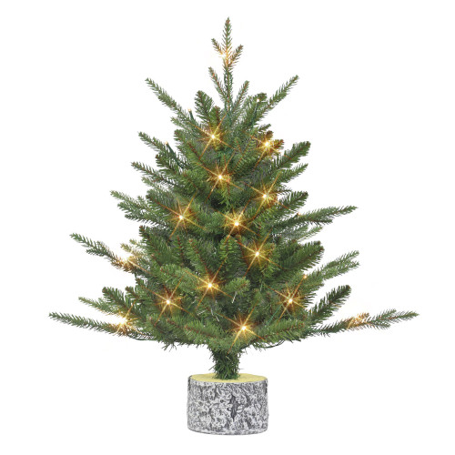 2' Pre-lit Potted Green Pine Medium Artificial Christmas Tree, Clear Lights