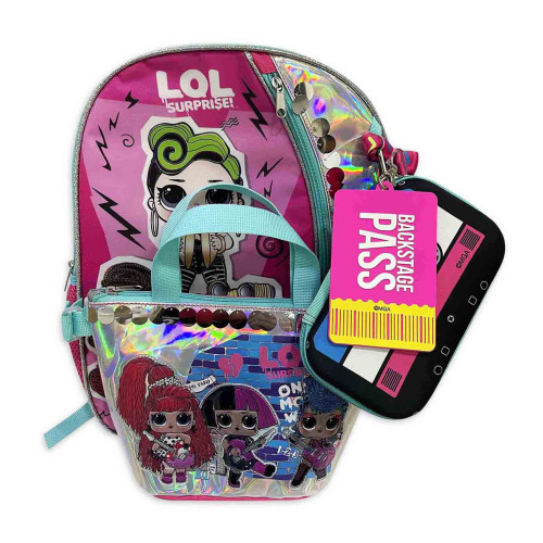 L.O.L Surprise! Girls Pink Backpack & Lunch Bag 4-Piece Set, LOL