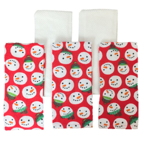 Big One Red Snowman Christmas Kitchen Towel Set, 5 Dish Towels