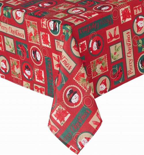 St Nicholas Square Christmas Stamp Mosaic Tablecloth Fabric Table Cloth 60x84 Ov