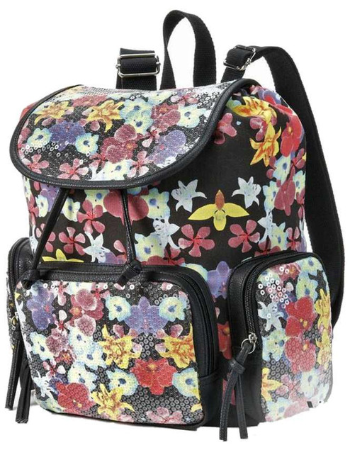 Candies Floral Sequin Backpack Sport School Sequins Travel Pack Daypack