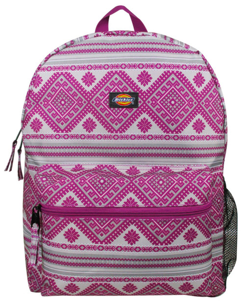 Dickies Student Backpack, Purple & Gray Tribal Print Canvas Student School Bag