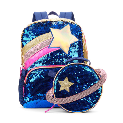 Wonder Nation 16" Sequined Space & Stars Backpack with Detachable Lunch Bag
