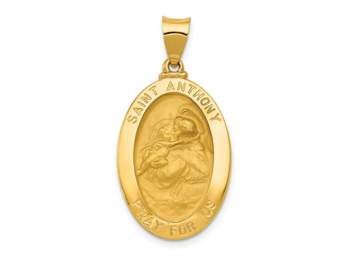 FJC Finejewelers 14 kt Yellow Gold Polished and Satin St. Anthony Medal Hollow Charm 33 x 17 mm GQXR1291A