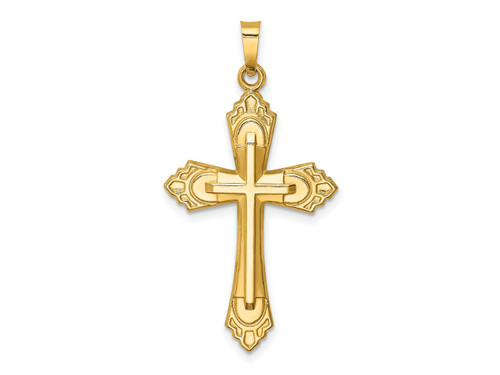 FJC Finejewelers 14 kt Yellow Gold Hollow Polished Fleur de Lis Cross 36 x 19 mm GQXR1820A