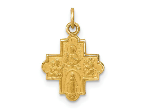 FJC Finejewelers 14 kt Yellow Gold Solid Satin Small 4-Way Medal 18 x 12 mm GQXR1783A